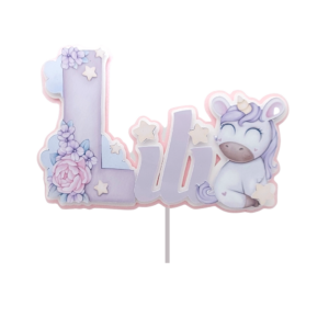 Personalisierter Papier-Cake-Topper - Einhorn Unicorn mit Wunschnamen