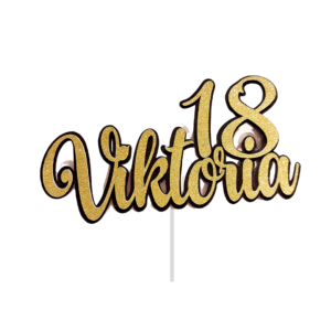 Personalisierter Papier-Cake-Topper - Name und Alter auf schwarzem Hintergrund