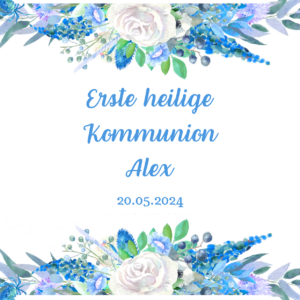 Essbarer Ausdruck für die Kommunion mit Blauen Rosen