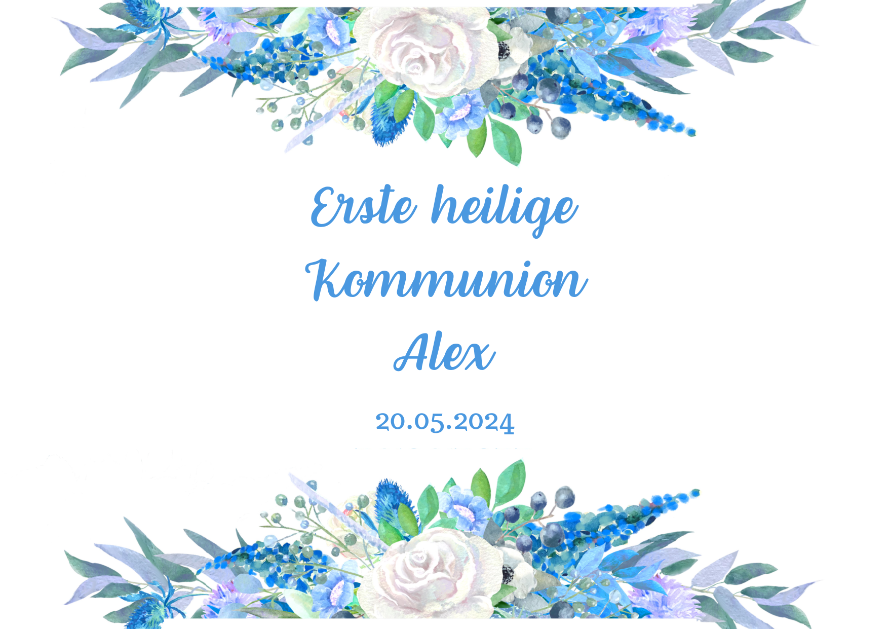 Essbarer Ausdruck für die Kommunion mit Blauen Rosen
