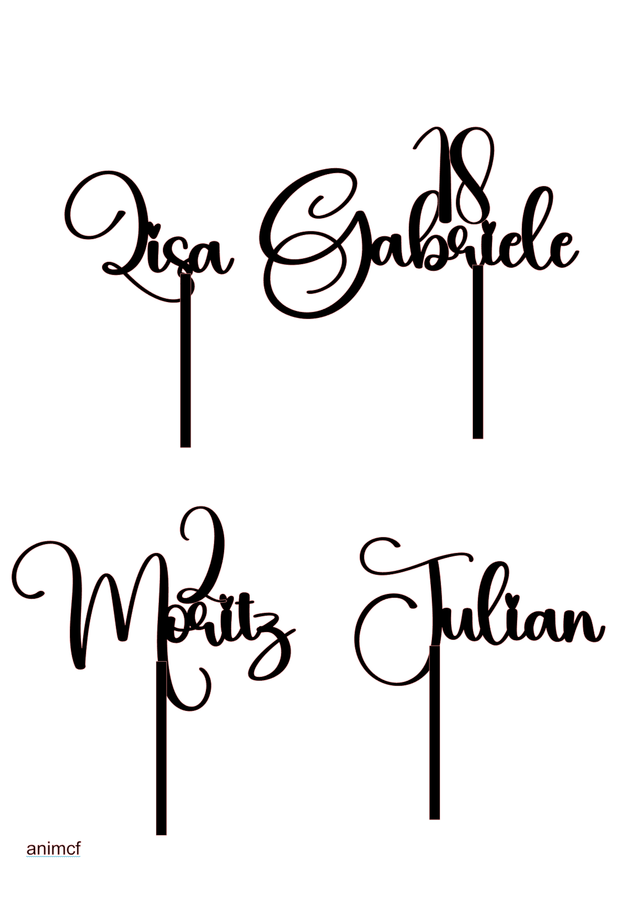 Personalisierter Acryl-Cake-Topper mit Namen und Zahl