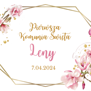 Personalisierbarer Essbarer Tortenaufleger für Kommunion und Konfirmation mit Magnolienblumen