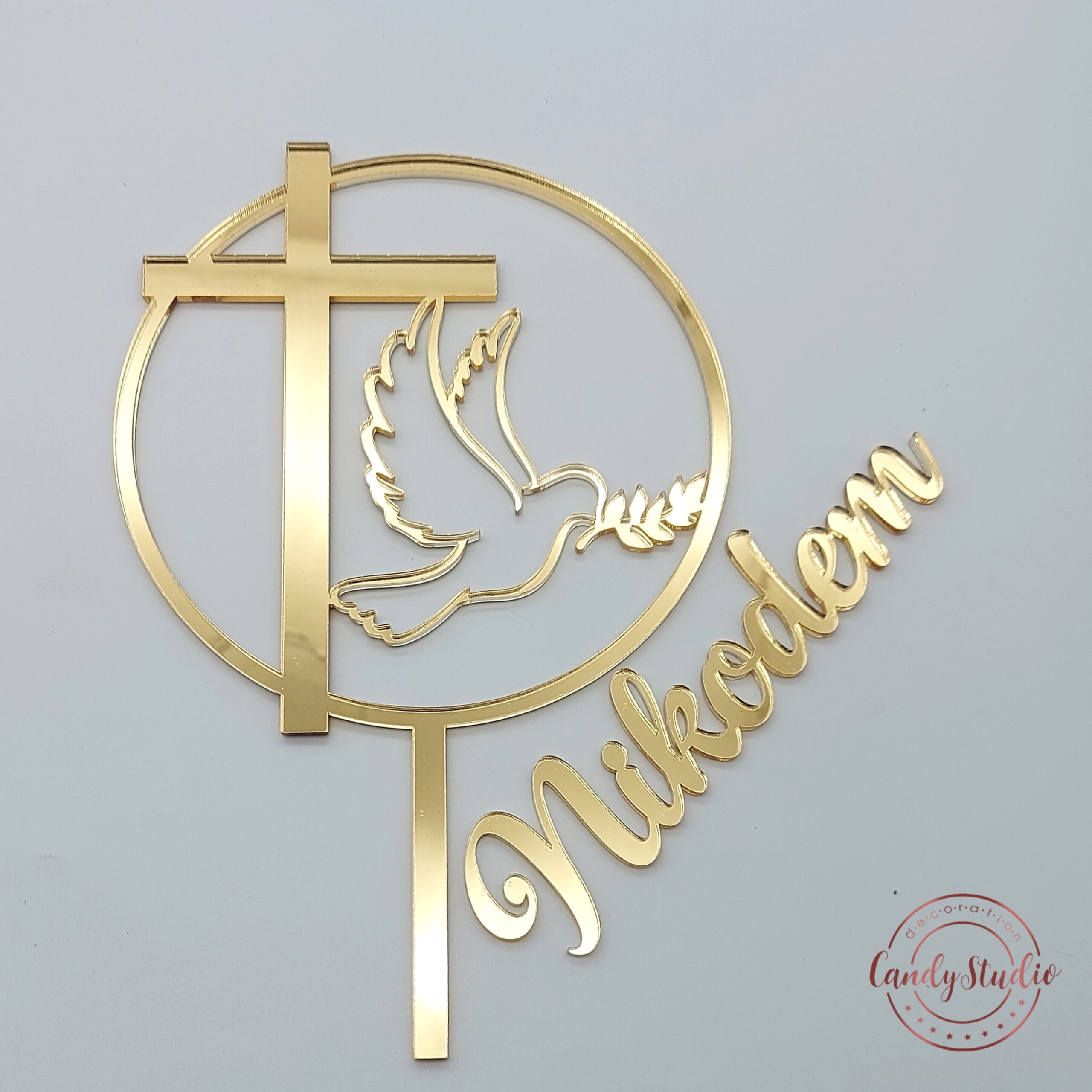 Personalisierbares Cake Topper Set für die Kommunion aus Acryl oder Holz – Bild 2