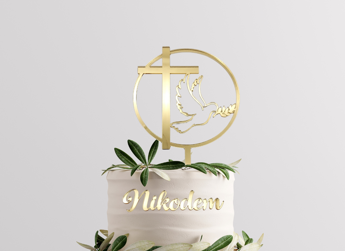 Personalisierbares Cake Topper Set für die Kommunion aus Acryl oder Holz