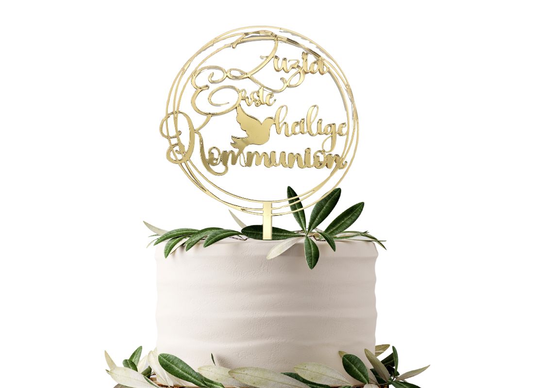 Personalisierter Kommunion Cake Topper - Runde Form