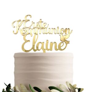 Cake Topper für die Erste Kommunion mit Taube und dem Namen des Kindes