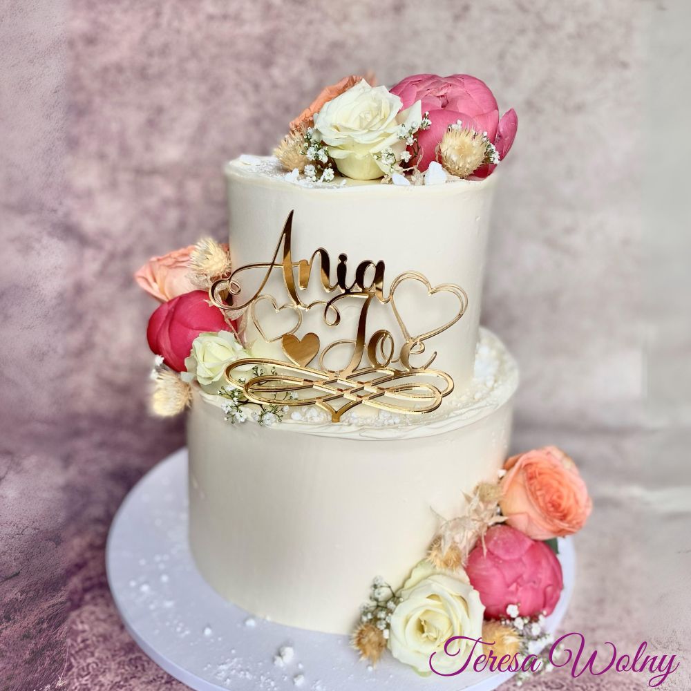 Personalisierter Cake Topper für Hochzeit mit Herzmotiv – Bild 2
