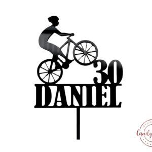 Cake Topper Fahrradfahrer mit Name und Zahl