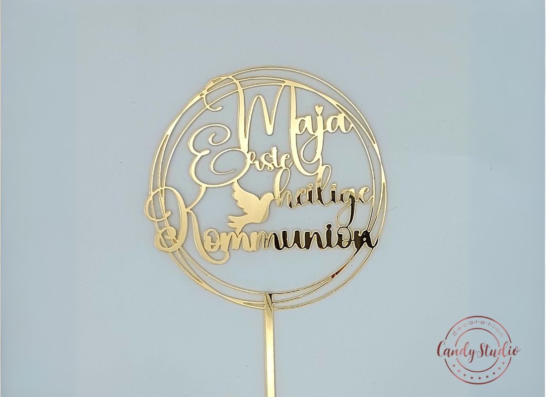Personalisierter Kommunion Cake Topper - Runde Form – Bild 3