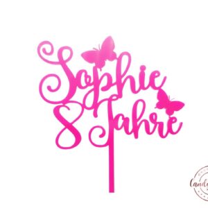 Cake Topper Name und Zahl mit Schmetterlingen
