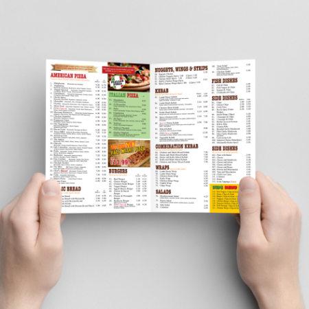 A5 Folded Menus