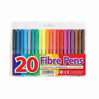 STATIONERY FIBRE TIP PENS WALLET OF 20
